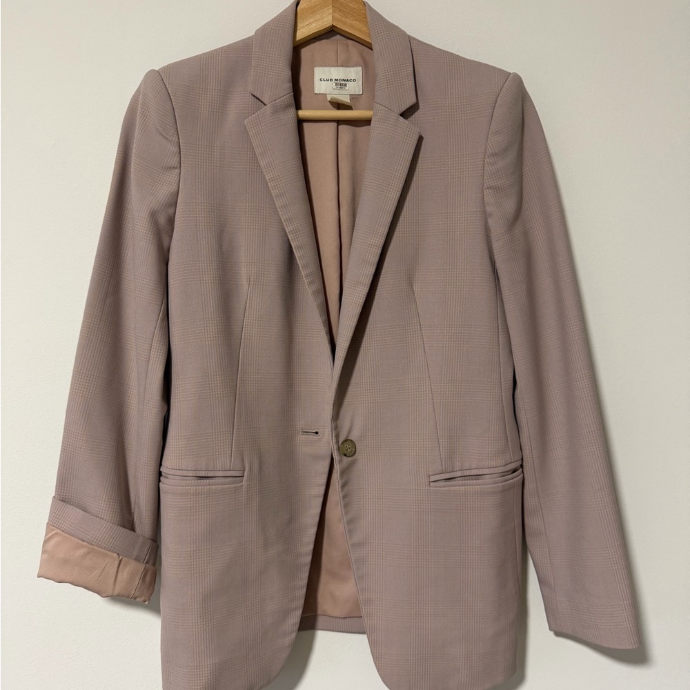 Club Monaco Women’s pink plaid blazer